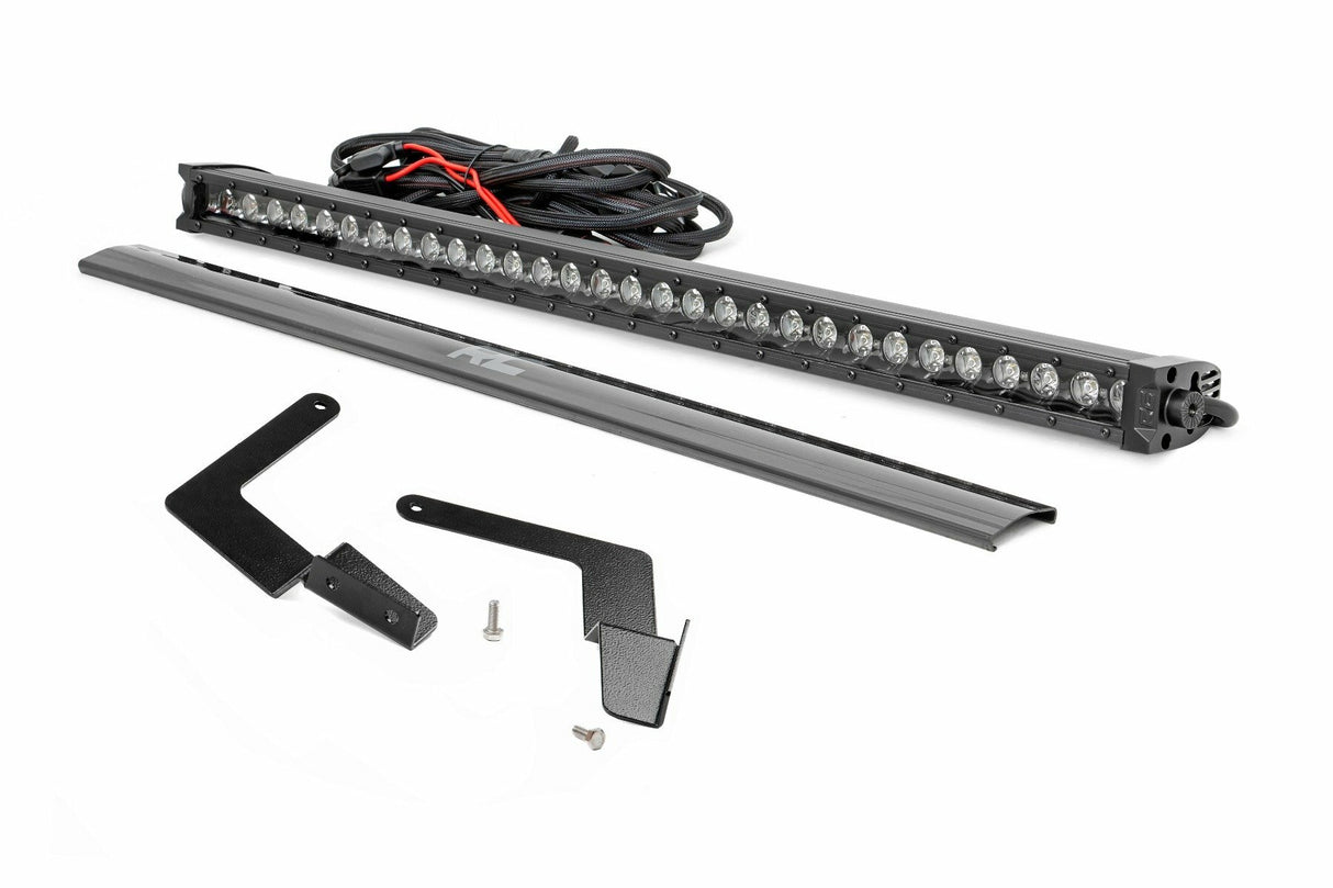 Rough Country - LED Light Kit - Lower Grille Mount - 30" Black Single Row - White DRL - Toyota Tacoma (16-23) - 70619BLDRL