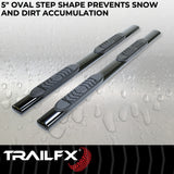 TrailFx - 5" Oval Straight Step Bar For Ford F150-350 Extended-Black (A7041B)