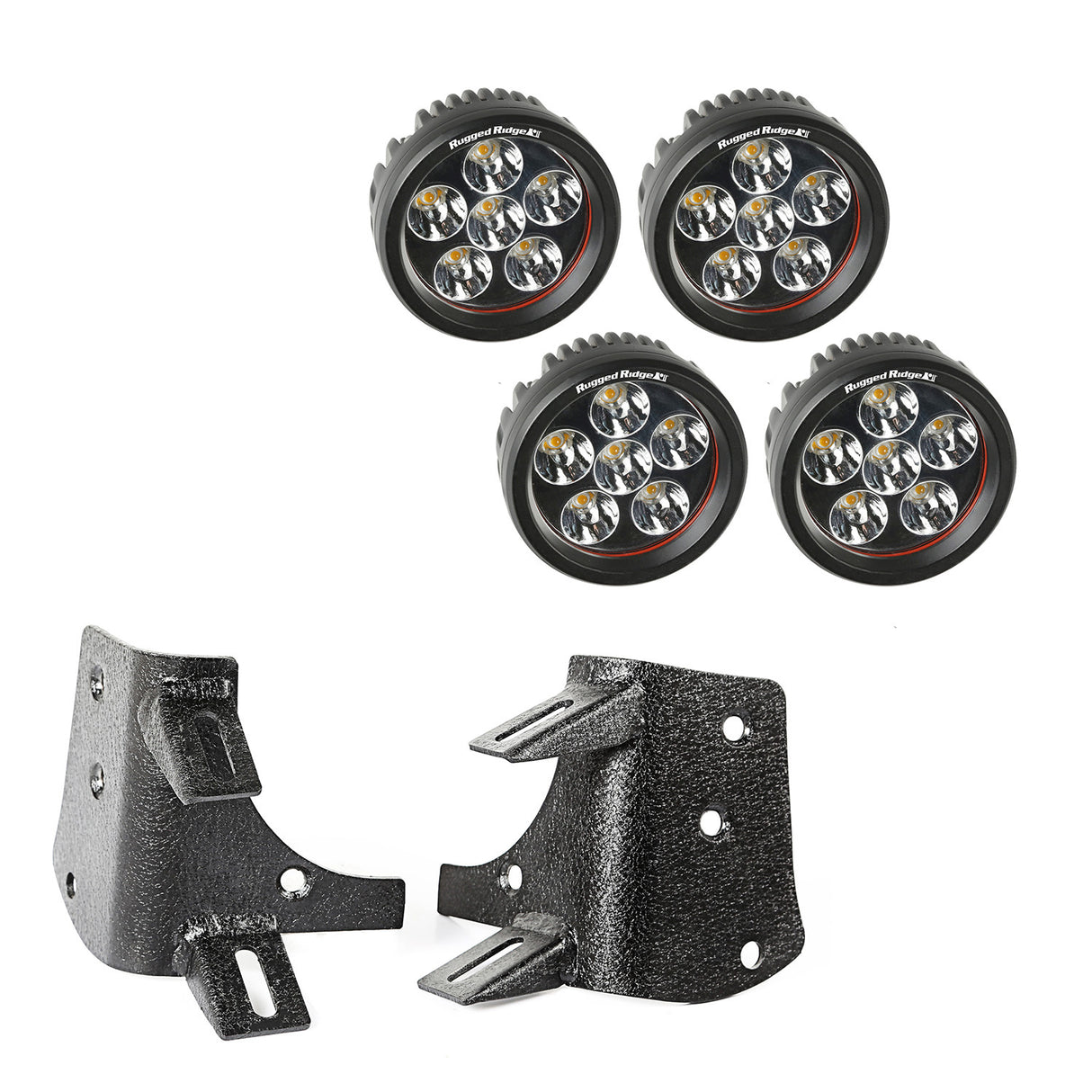 Rugged Ridge - Dual A-Pillar LED Kit, 3.5 inch Round Lights; 97-06 Jeep Wrangler TJ/LJ - 11232.37