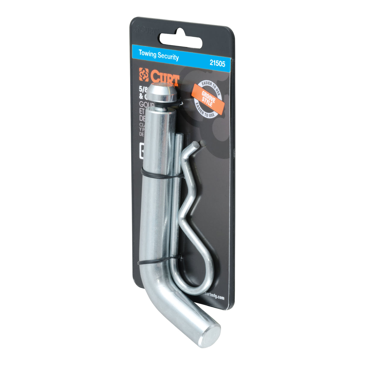 Curt - 5/8" Hitch Pin with Groove (2" Receiver, Zinc, Packaged) - 21505