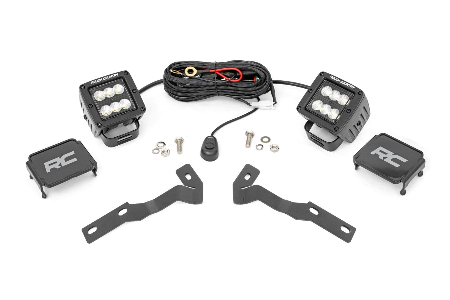 Rough Country - LED Light Kit - Ditch Mount - 2" Black Pair - Flood - Toyota Tacoma (16-23) - 71081