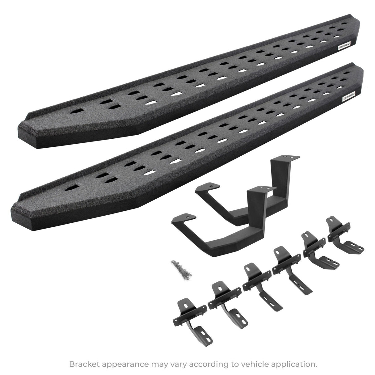 Go Rhino 6949274810T - RB20 Running Boards With Mounting Brackets & 1 Pair of Drop Steps Kit - Protective Bedliner Coating