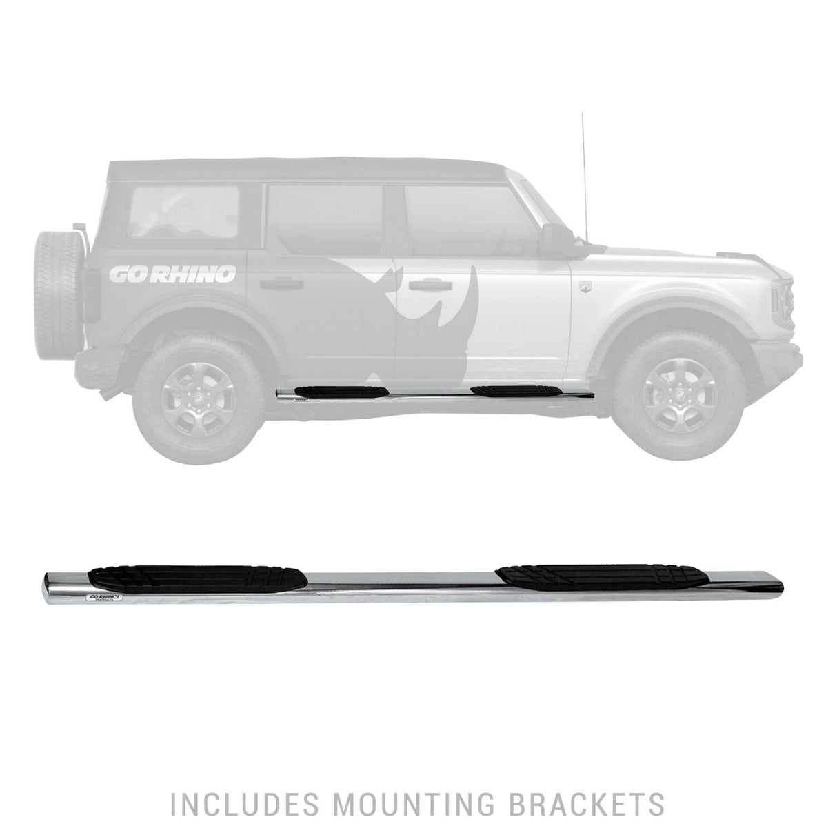 Go Rhino 684412971PS - 4" OE Xtreme SideSteps With Mounting Bracket Kit - Polished Stainless Steel