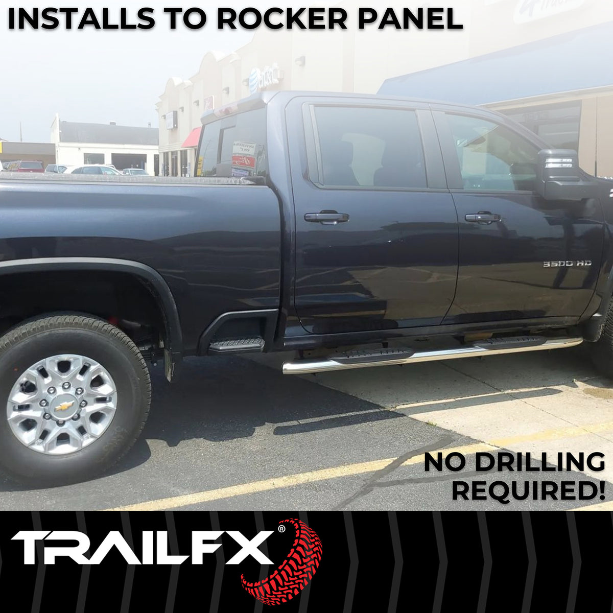 TrailFx - 5" Oval Bent Step Bar For GM Colorado/Canyon Extended-Stainless (A7073S)