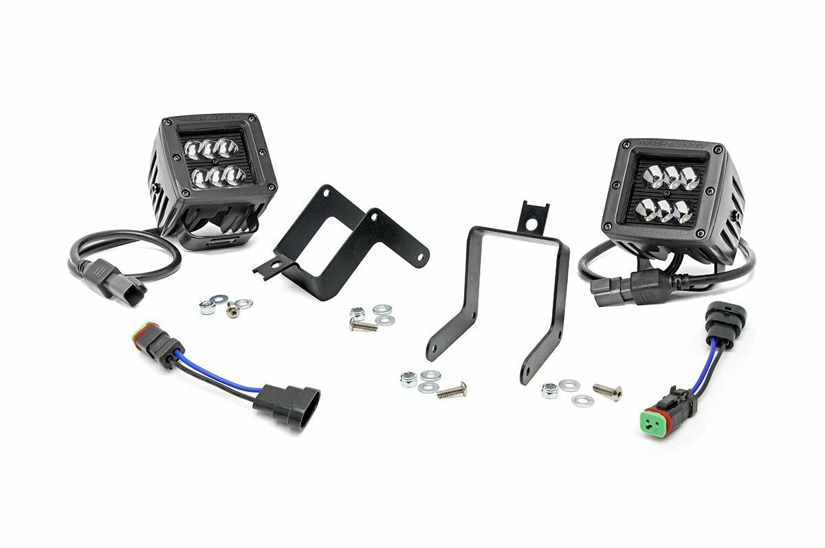 Rough Country - LED Light Kit - Fog Mount - 2" Black Pair - Ford F-250 F-350 Super Duty (11-16) - 70622