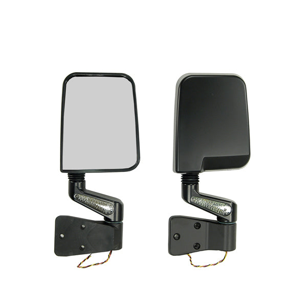 Rugged Ridge - Door Mirror Kit, LED Turn Signals, Black; 87-02 Jeep Wrangler YJ/TJ - 11015.01