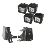 Rugged Ridge - Dual A-Pillar LED Kit, 3-Inch Square Lights; 97-06 Jeep Wrangler TJ/LJ - 11232.38