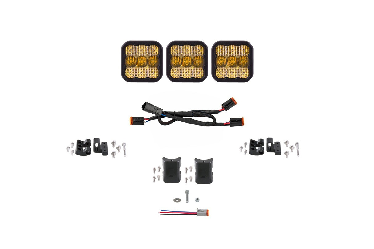 Diode Dynamics - SS5 Pro Universal CrossLink 3-Pod Lightbar Yellow Combo - DD7239
