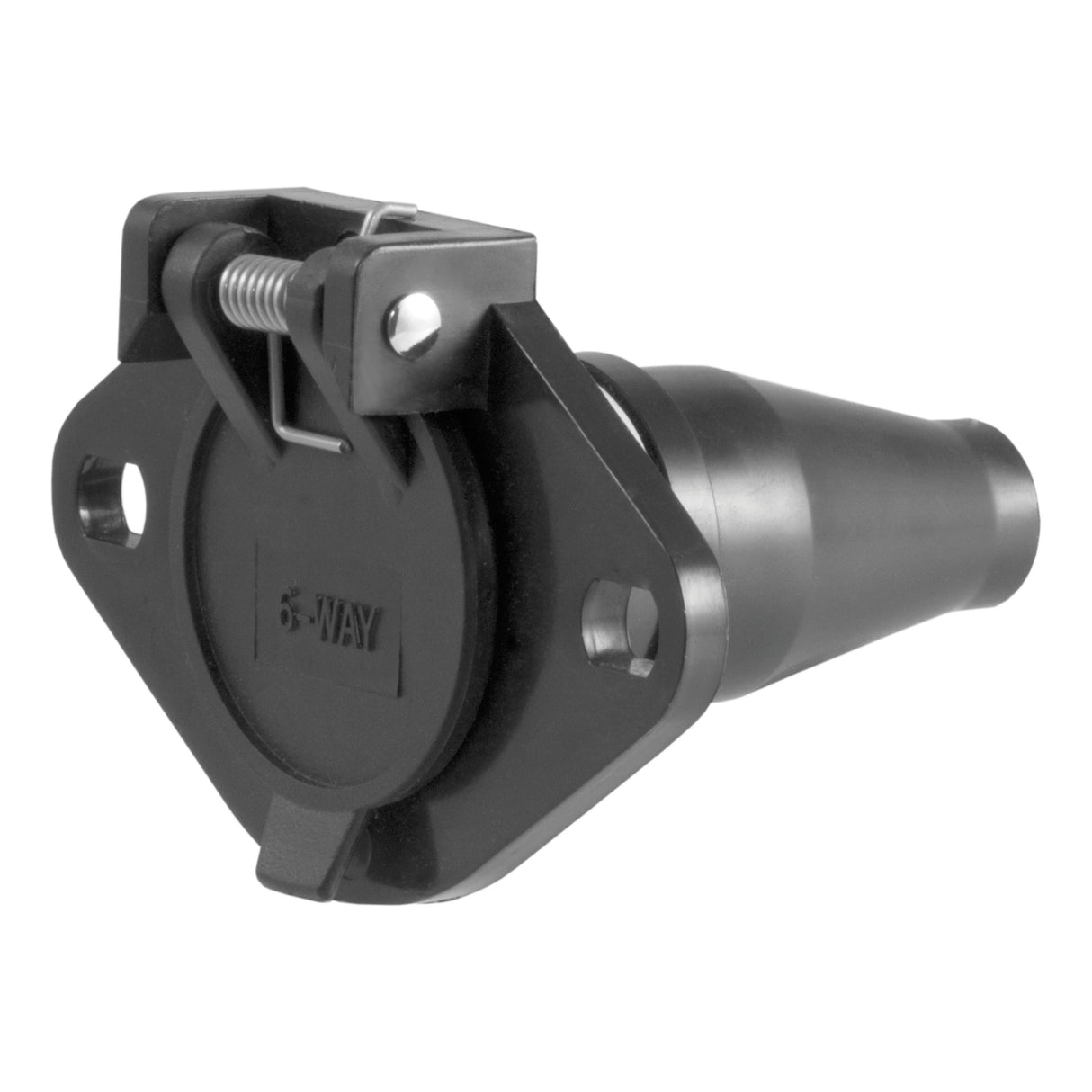 Curt - 6-Way Round Connector Socket (Vehicle Side, Black Plastic) - 58130
