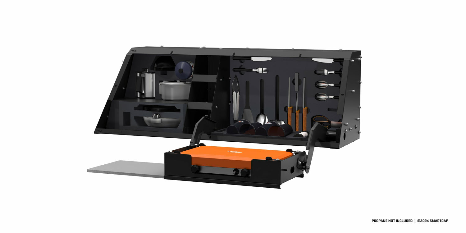 RSI SmartCap - Camp Kitchen Full-Size EVO EVOa and EVOc Applications 5.5 Foot or 6.5 Foot Bed Right Side Mount SmartCap(R)  Fits Caps w/Serial #'s ending in "MB" "WH" or "SA" - SA0802