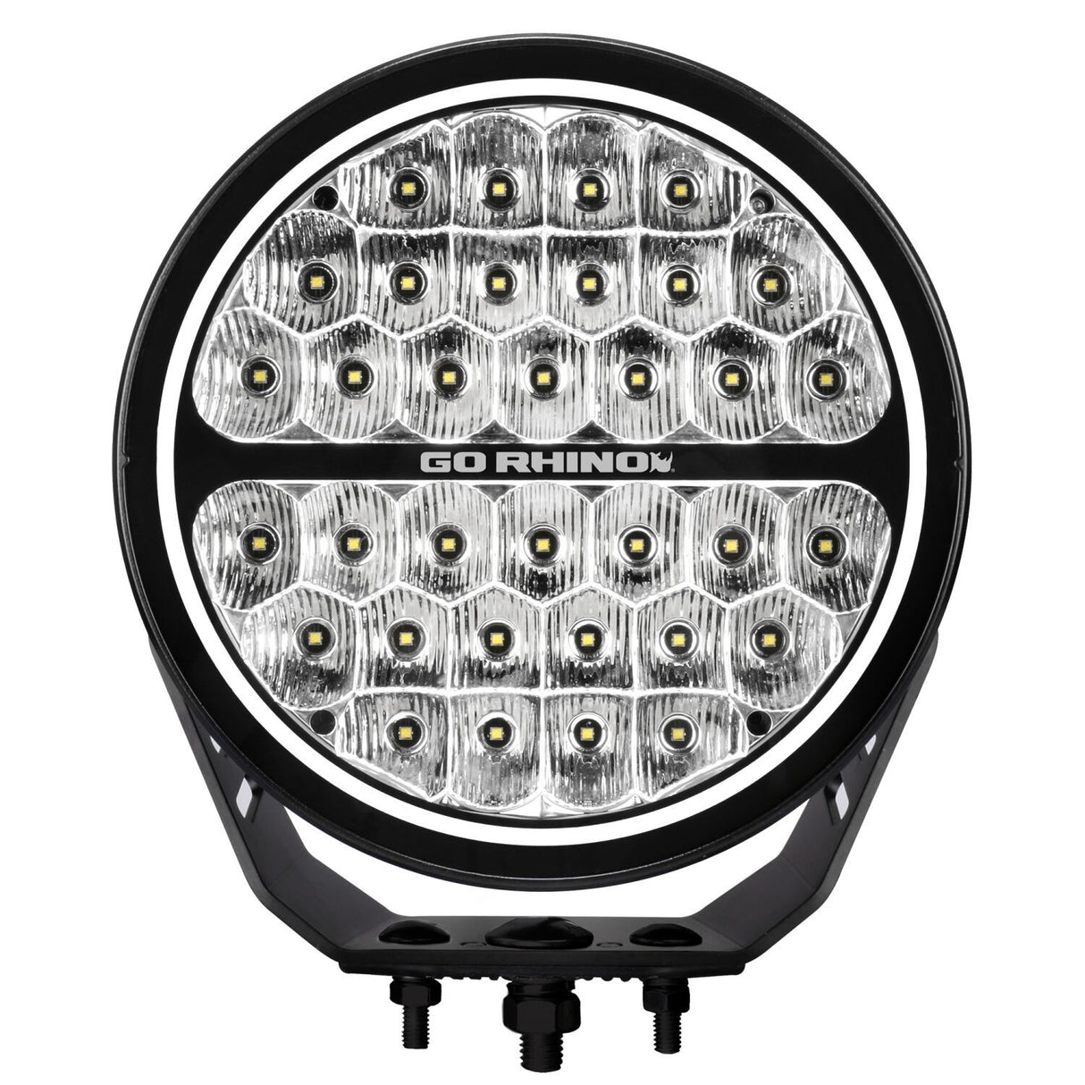 Go Rhino 751700911DRS Blackout Series - MAXROUND 9" Round LED Driving Light w/Daytime Running Lights