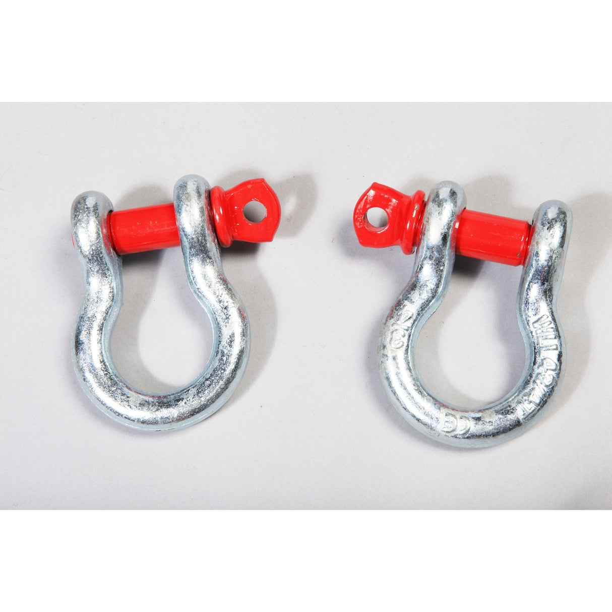 Rugged Ridge - D-Ring Shackles, 3/4-Inch, Silver with Red pin, Steel, Pair - 11235.01