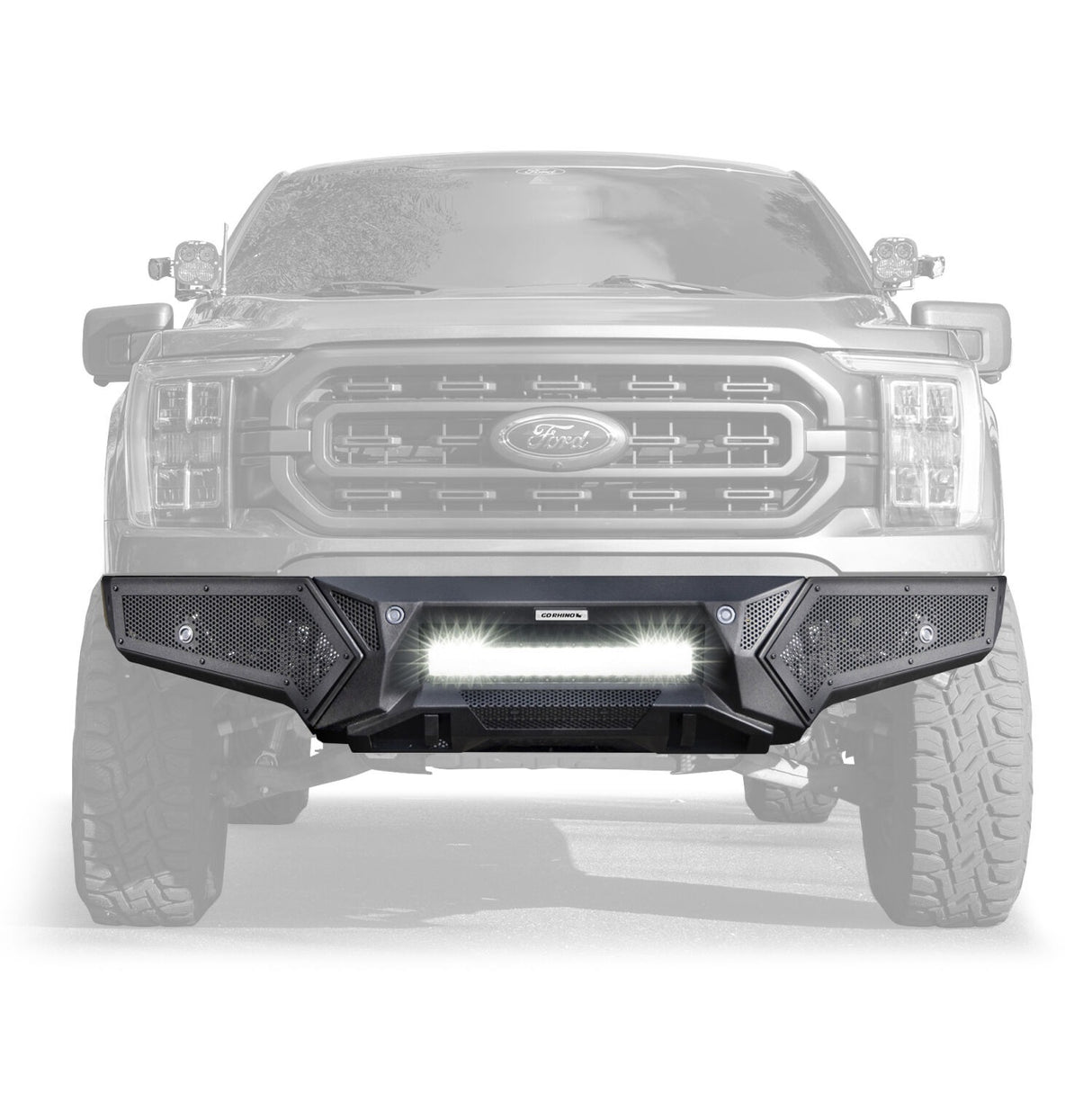 Go Rhino 343981T - Element Front Bumper with Power Actuated Hide-Away Light Bar Mount - Textured Black