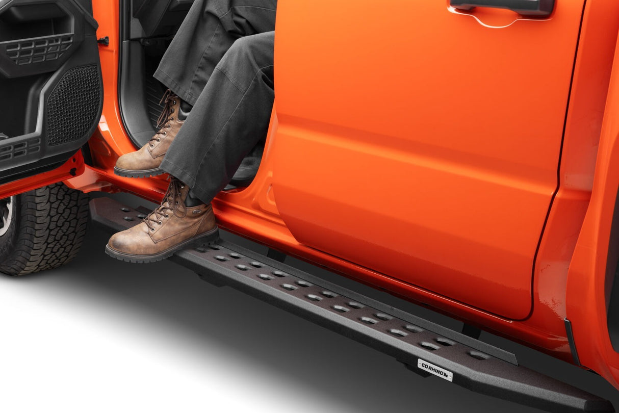 Go Rhino 69443280SPC RB20 Slim Line Running Boards with Mounting Brackets Kit - Double Cab Only
