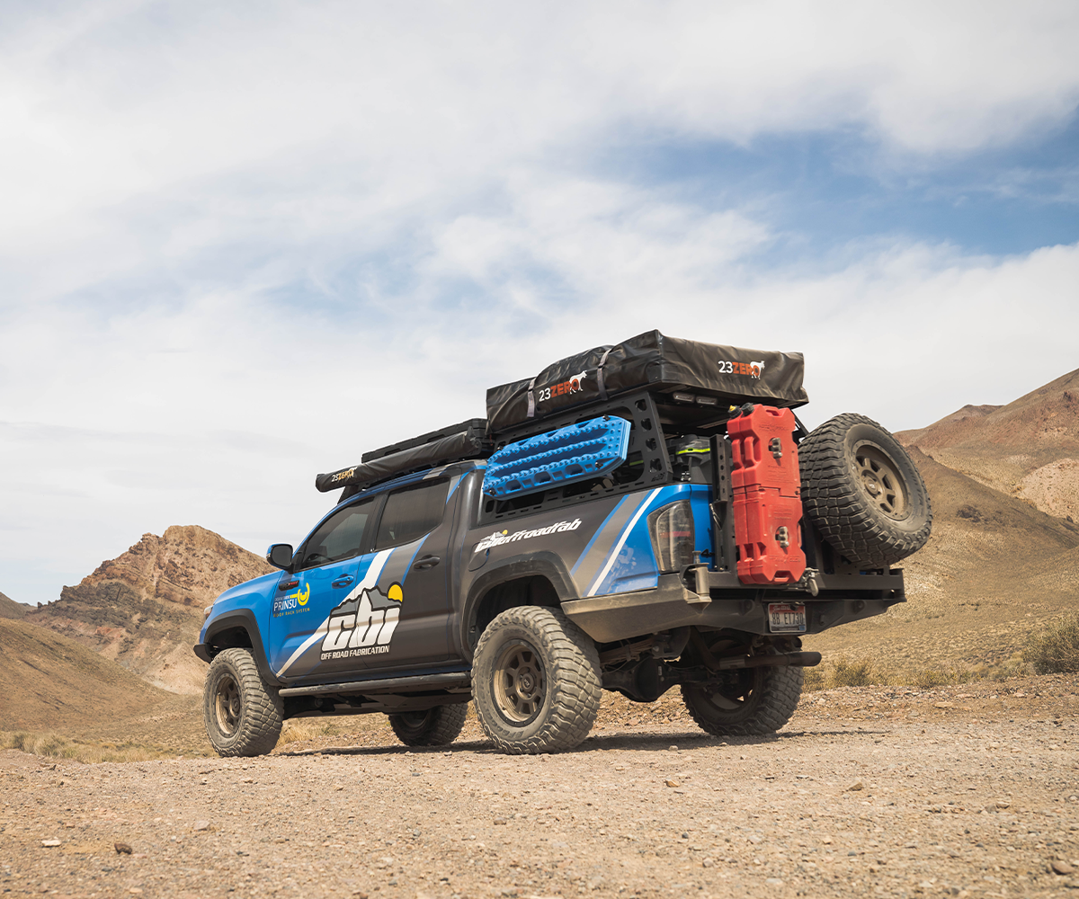 CBI - 3rd Gen Toyota Tacoma High Clearance Rear Bumper / Dual Swing Arm / Straight Tire Carrier / Powder Coated Black - 200-000-010-105