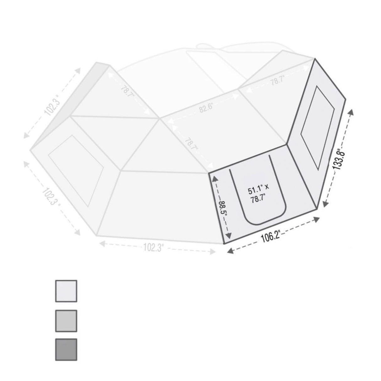 Overland Vehicle Systems - 270 Awning Wall 1 Passenger Side Wall with Door & Window - 18129910