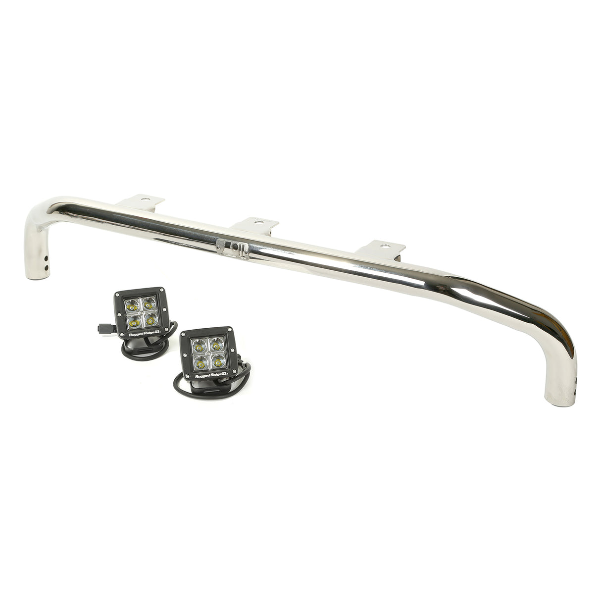 Rugged Ridge - Bumper Mounted Light Bar Kit, Stainless Steel, Square; 07-16 Wrangler - 11138.22