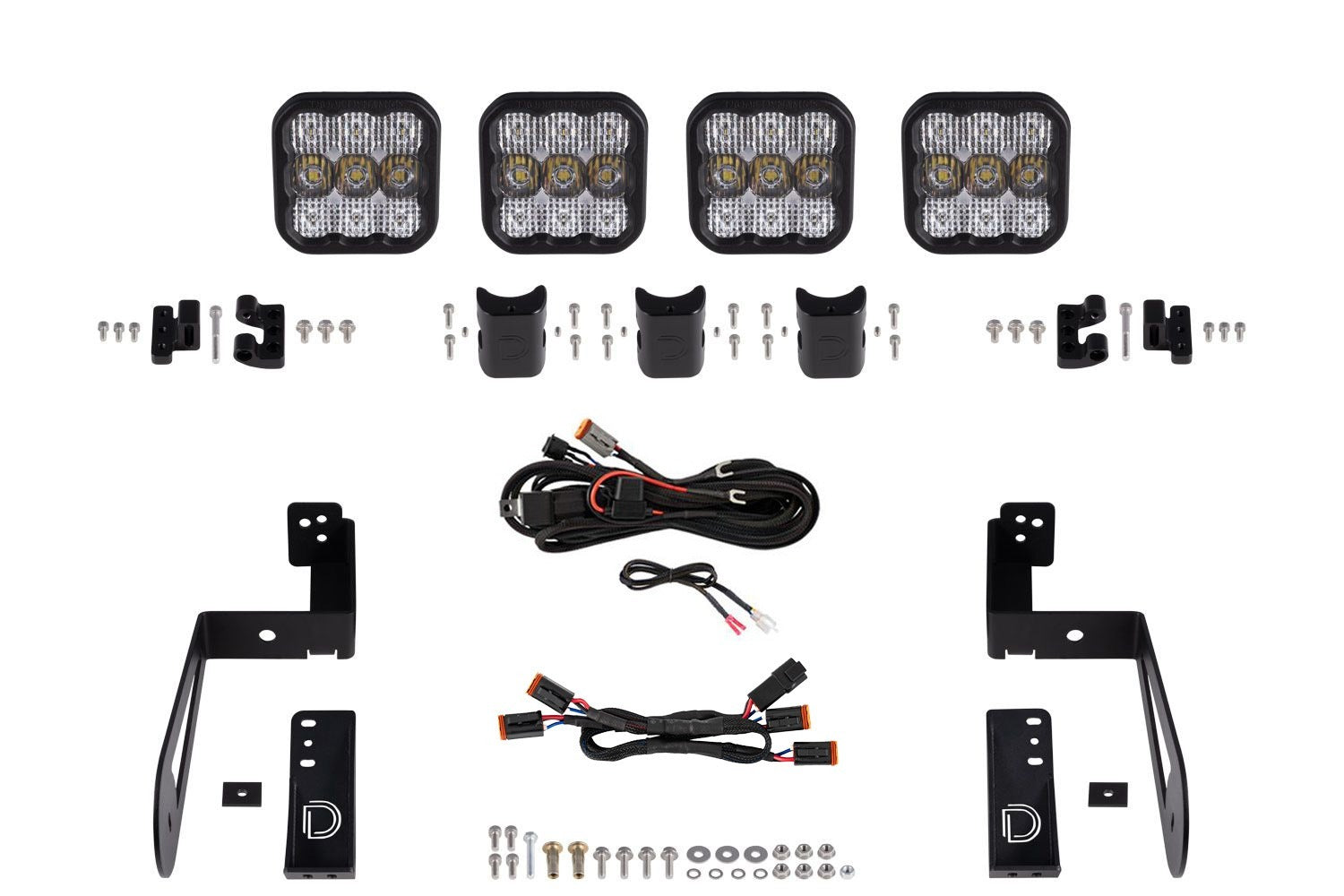 Diode Dynamics - Jeep JK SS5 4-Pod CrossLink Grille Lightbar Kit  Pro White Combo - DD7272