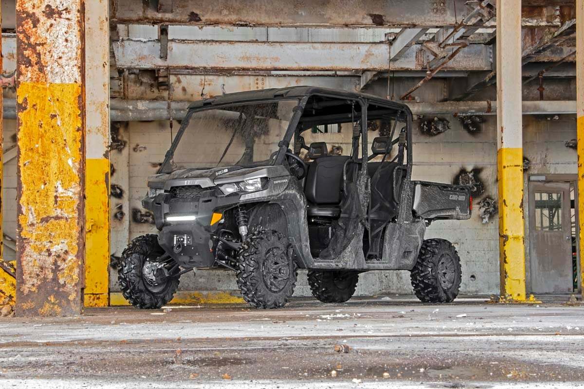 Rough Country - LED Light - Bumper Mount - 12" Black Single Row - White DRL - Can-Am Defender HD 8 HD 9 HD 10 - 97004
