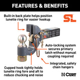 Curt - SecureLatch Receiver-Mount Ball & Pintle Hitch (2" Shank, 2" Ball, 14K) - 48407