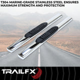 TrailFx - 5" Oval Straight Step Bar For GM Silverado/Sierra Standard- Stainless (A7036S)