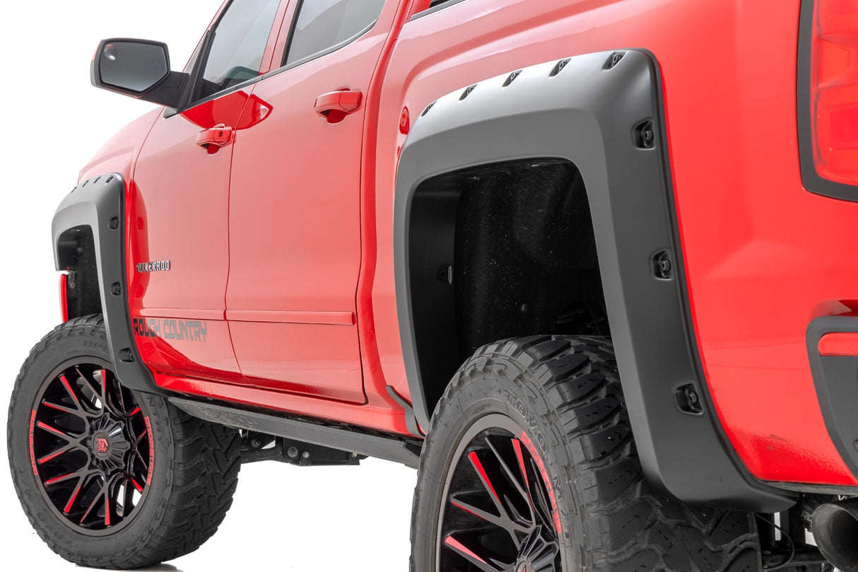 Rough Country - Pocket Fender Flares - 6'7 inch & 8' Bed - GJI Shadow Gray - Chevy Silverado 1500 (14-18)/2500HD - F-C11412B-GJI