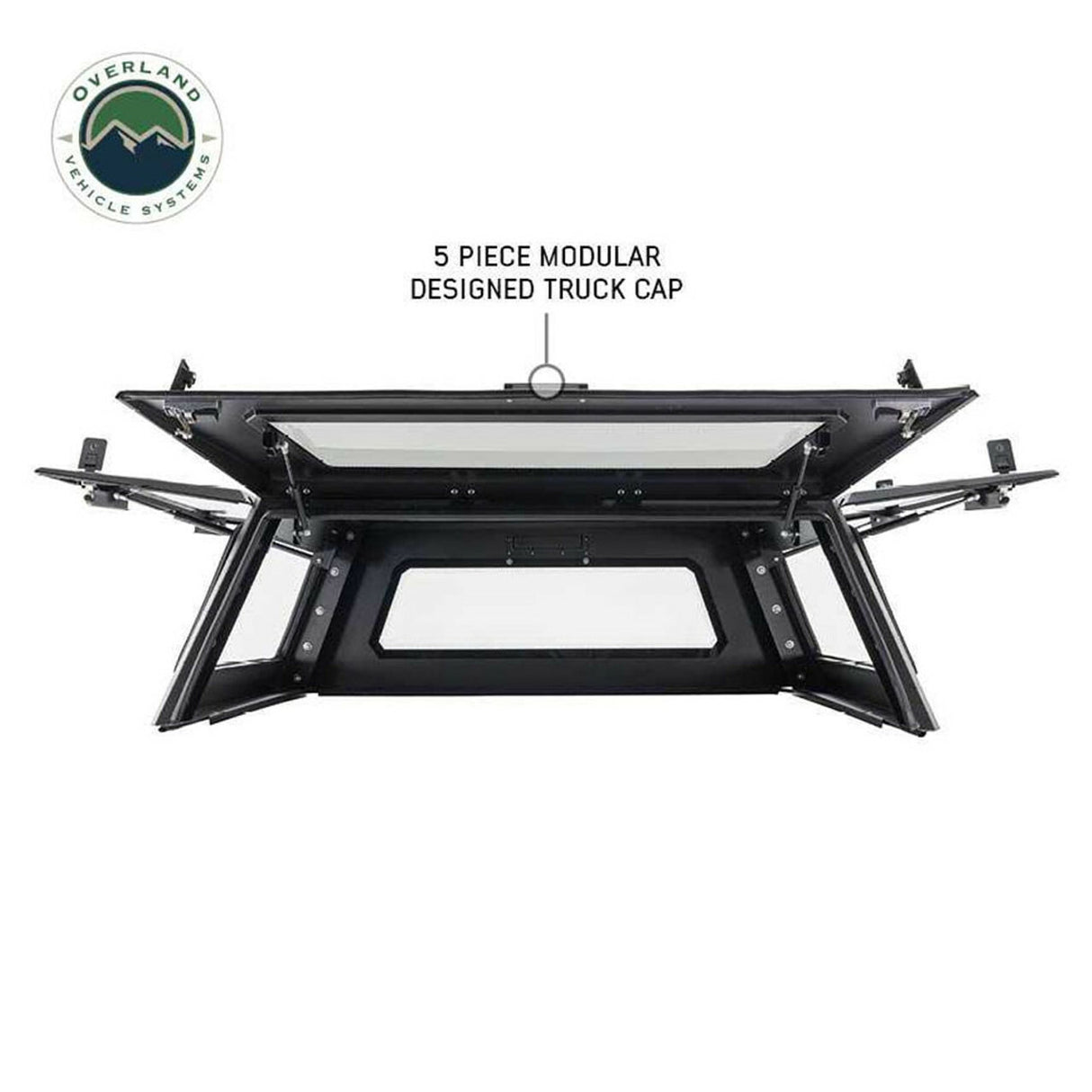 Overland Vehicle Systems - Expedition Truck Cap W/Full Wing Doors, Front and Rear Windows and 3rd Brake Light 2016-2023 Toyota Tacoma 5 Foot Bed - 70100001