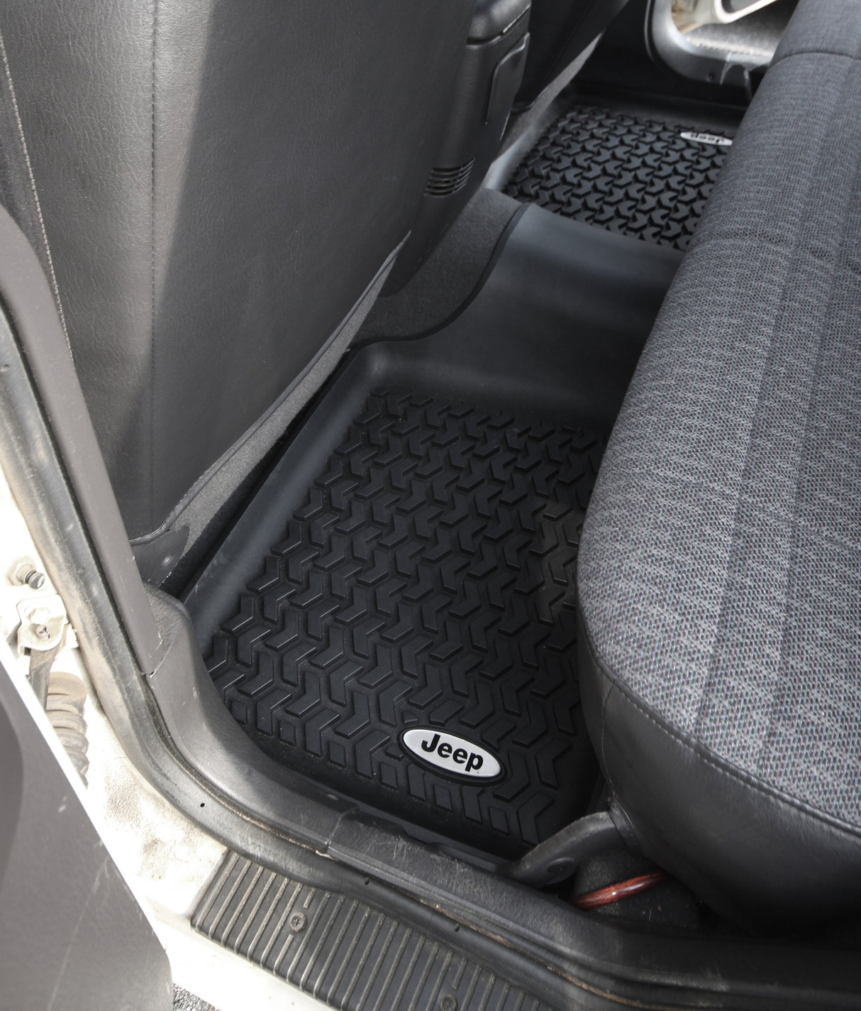 Rugged Ridge - Floor Liners, Rear, Black, Jeep Logo; 84-01 Jeep Cherokee XJ - DMC-12950.19
