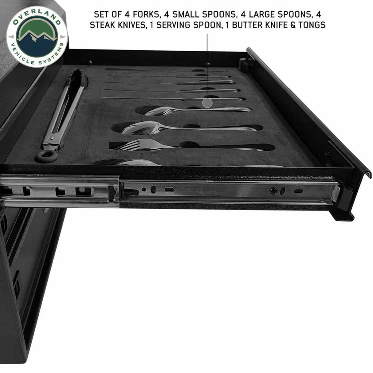 Overland Vehicle Systems - Kitchen Kit - 39 Piece Utensil, Aluminum Storage Box With Custom Cut Foam - 21010502