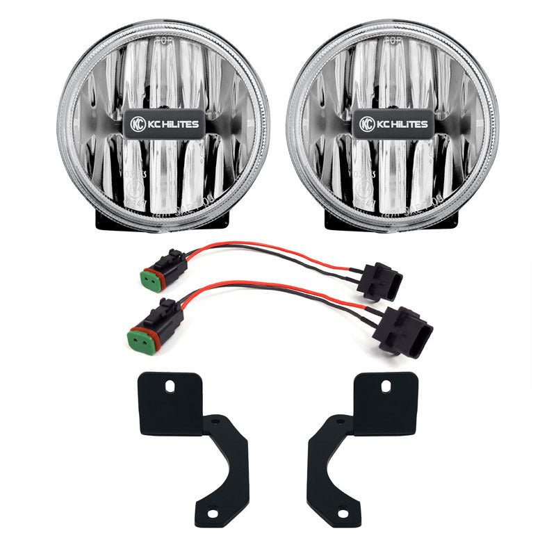 KC Hilites - 4 inch Gravity LED G4 - 2-Light System - SAE/ECE - 10W Fog Beam - for 18-23 Jeep JL / JT Steel Bumper - 504