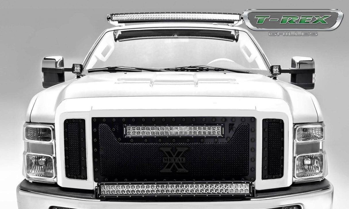 T-Rex Grilles - 3 Pc Small Mesh Mild Steel Stealth Torch Grille Replacement - Does not fit XL base model with black utility grille, chrome package, Includes Universal Wiring Harness - 6315451-BR