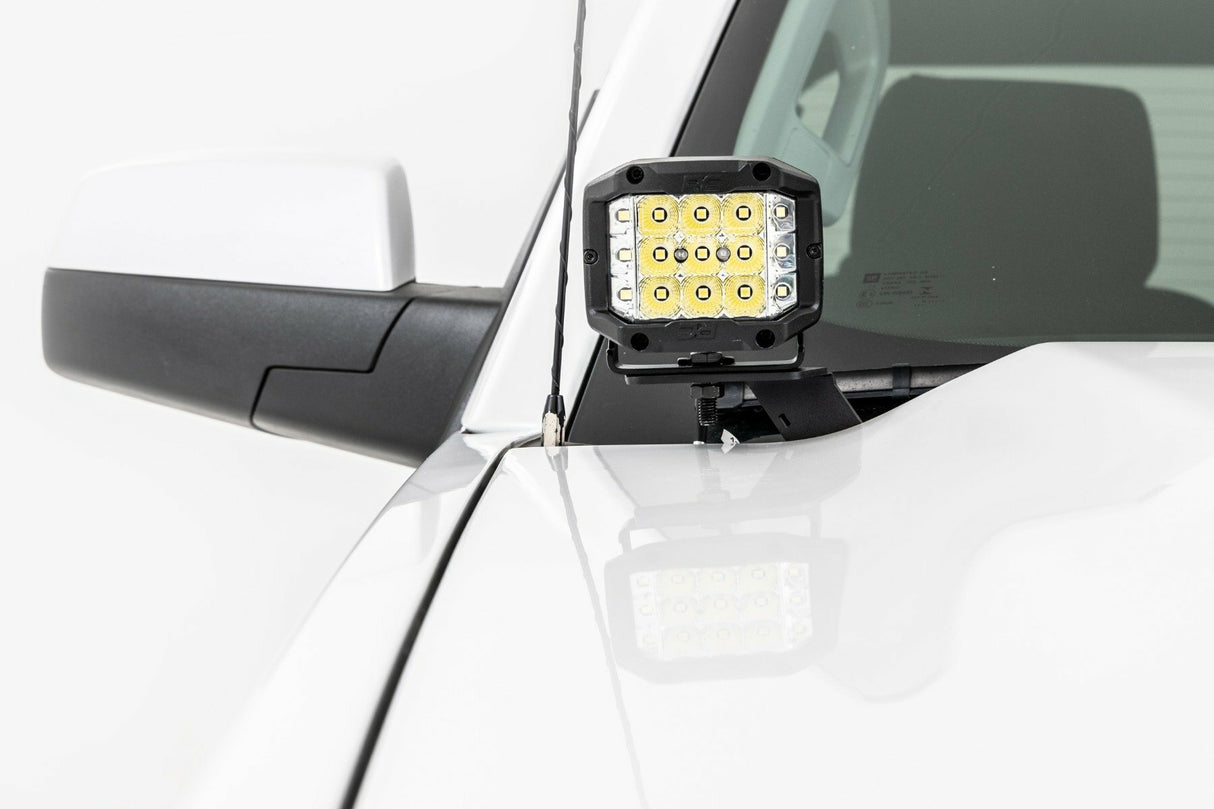 Rough Country - LED Ditch Light Kit - 2in Black Pair - White DRL - Chevy GMC 1500 (14-18) - 71054