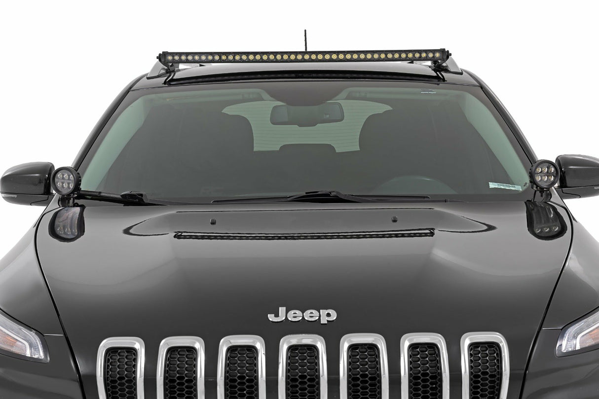 Rough Country - LED Light Kit - Ditch Mount - 2" Black Pair - Flood - Jeep Cherokee KL (14-21) - 70079