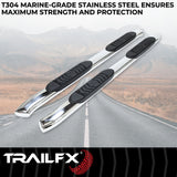 TrailFx - 5" Oval Bent Step Bar For Toyota Tundra Crew-Stainless (A7078S)