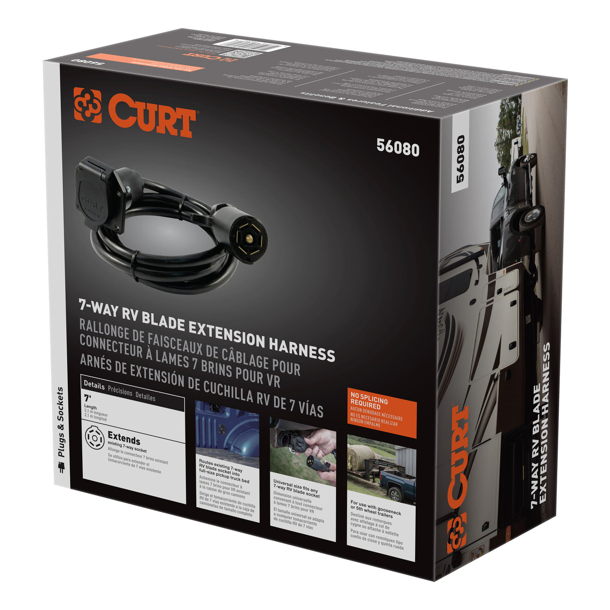 Curt - 7' 7-Way RV Blade Extension Harness (Routes to Truck Bed) - 56080