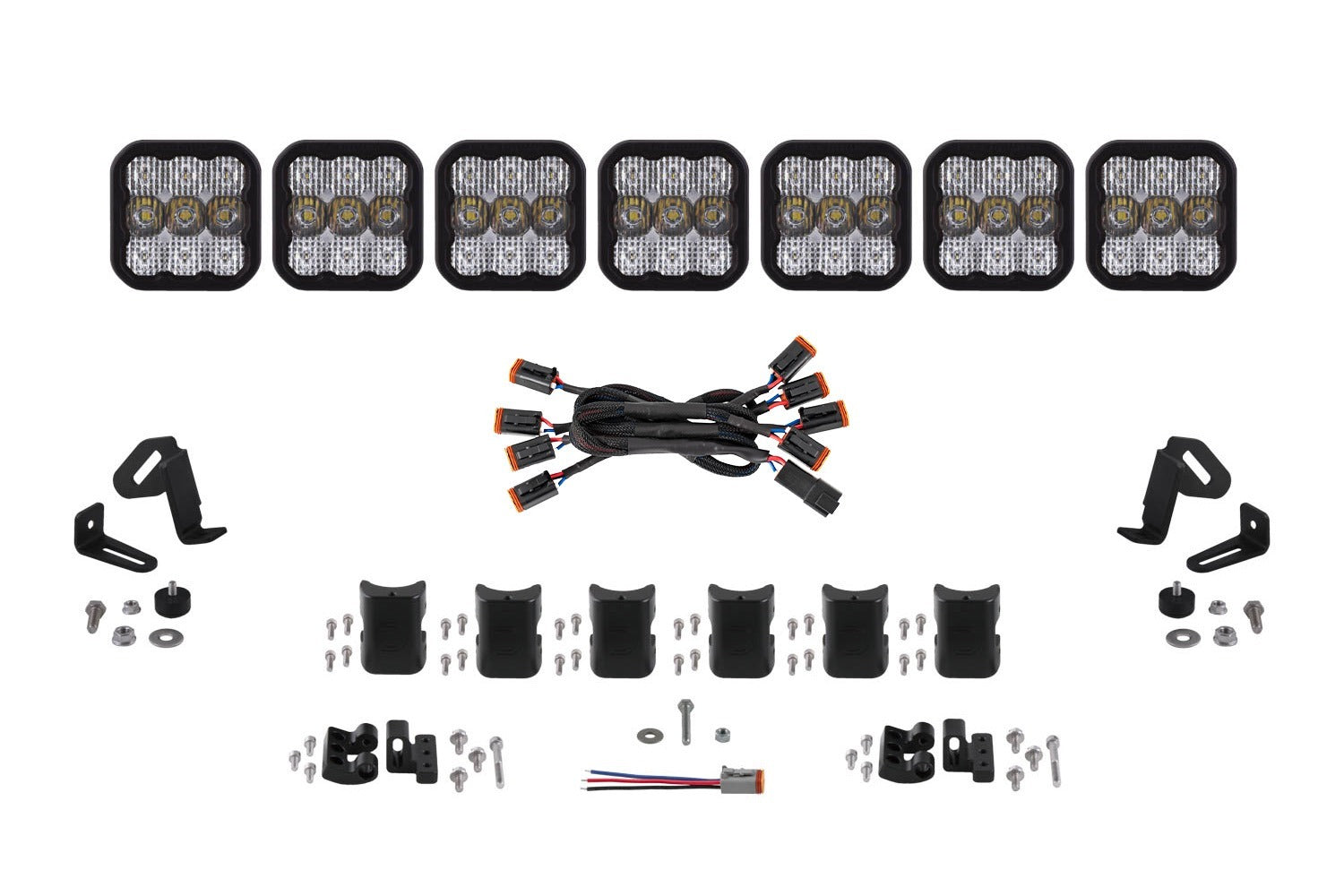 Diode Dynamics - SS5 Pro Universal CrossLink 7-Pod Lightbar White Combo - DD7246