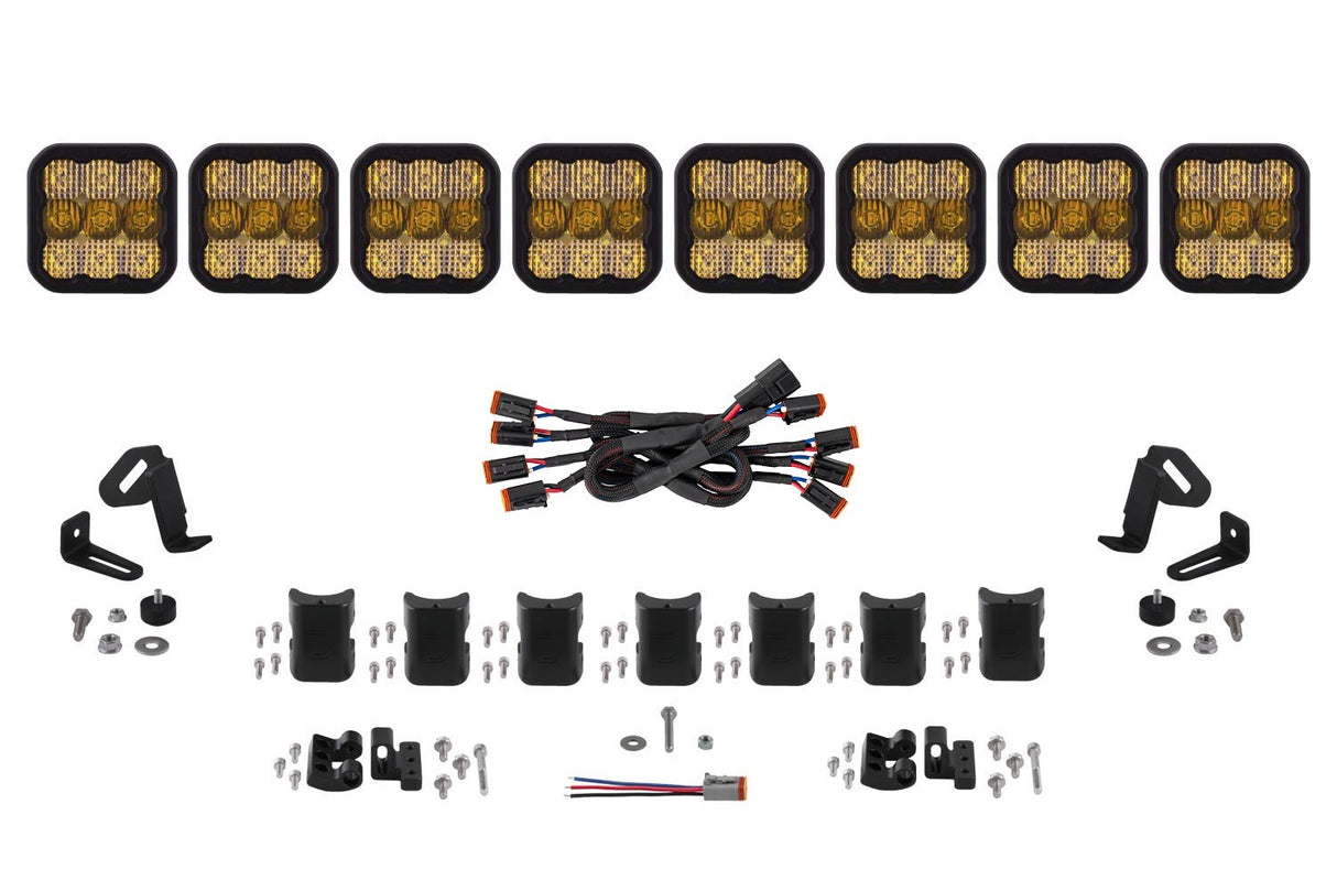 Diode Dynamics - SS5 Pro Universal CrossLink 8-Pod Lightbar Yellow Combo - DD7249