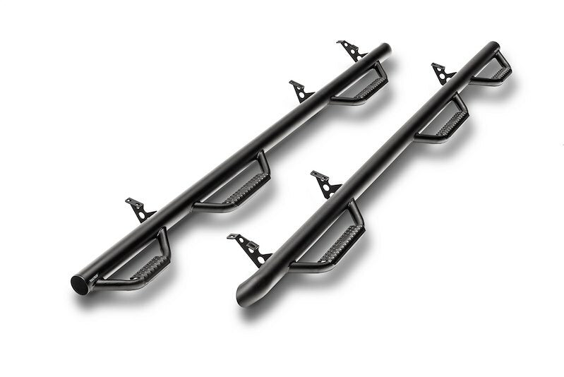 N-FAB - Nerf Step Bar Wheel To Wheel W/bed Access; Textured Black; 6 Step; 3 In. Main Tube; 3 Steps Per Side; Works W/def Tank; - C17104CC-6-TX