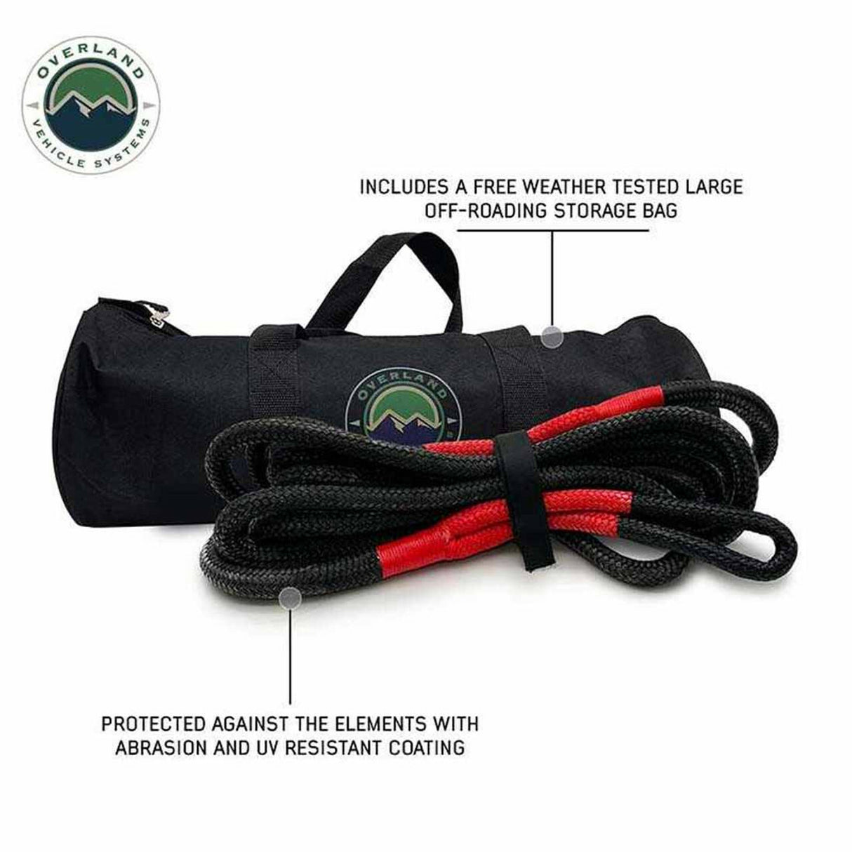 Overland Vehicle Systems - Brute Kinetic Recovery Rope 1 1/4 Inch x 30 Foot With Storage Bag - 19009921