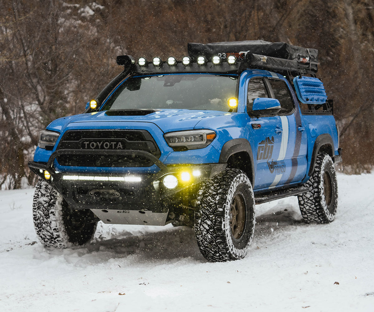 CBI - Toyota Tacoma Overland Bolt-On Rock Sliders | 2016-Current - Longbed - Dom-upgrade-drawn-over-mandrel - Add-kick-outs - Powder-coat-black.. - 300-000-010-059
