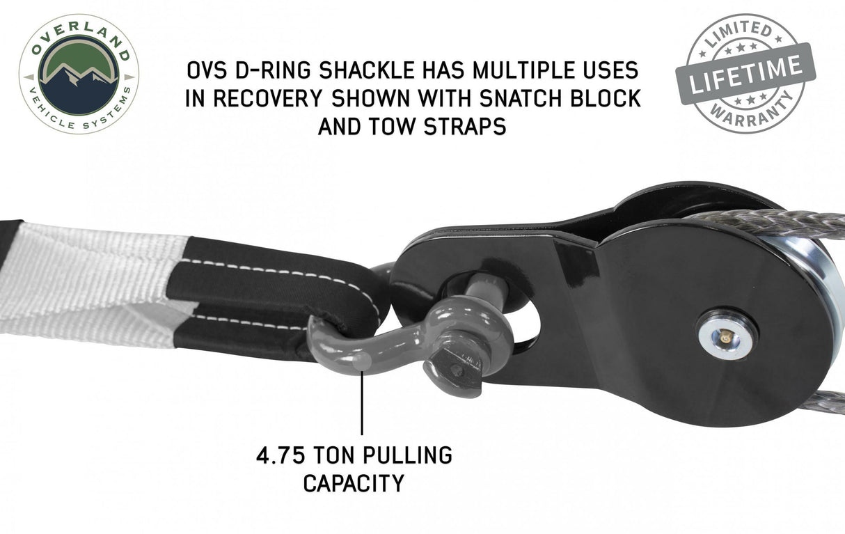 Overland Vehicle Systems - Buy Recovery Shackle D Ring 3/4 Inch 4.75 Ton Grey - 19010206