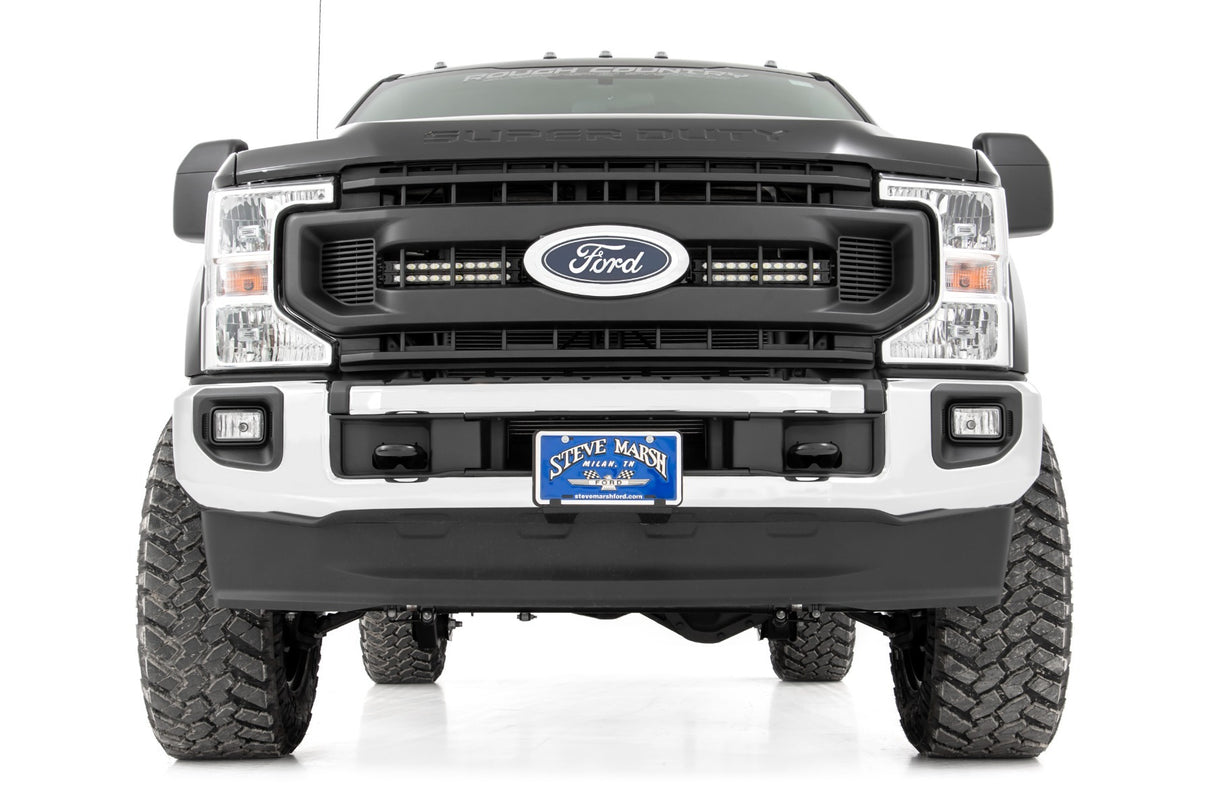 Rough Country - LED Light Kit - Grille Mount - 10 Inch Black - Slimline - Ford F-250 Super Duty (20-22) - 70898