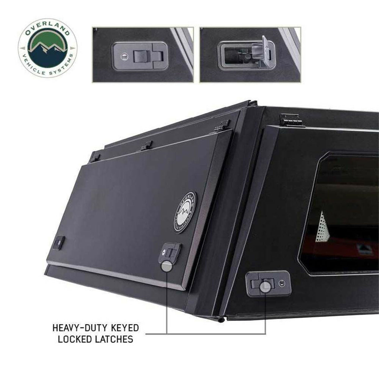 Overland Vehicle Systems - Expedition Truck Cap W/Full Wing Doors, Front and Rear Windows and 3rd Brake Light 2016-2023 Toyota Tacoma 5 Foot Bed - 70100001