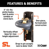 Curt - SecureLatch Lunette Ring & Channel (40,000 lbs, 3" ID, 11-3/4" Channel Height) - 48641