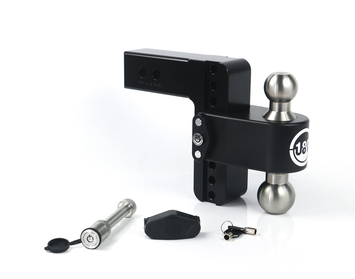 180 Hitch SS Cerakoted 6" Drop Hitch with 2.5" Shank w/ Keyed Alike WS05 - LTB6-2.5-KA-CER-BLA