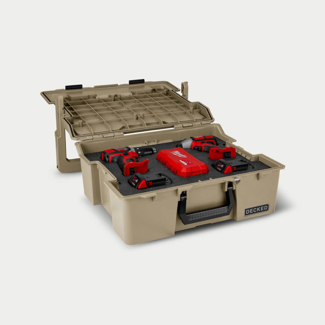 Decked - Halfrack 32 - D-co Case - includes one (1) D-co tray - tan with black latches - A0020-HRAK-TAN