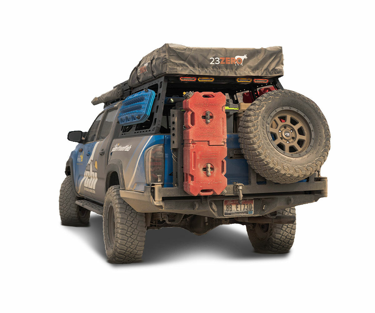 CBI - 3rd Gen Toyota Tacoma High Clearance Rear Bumper / Dual Swing Arm / Angled Tire Carrier / Bare Metal - 200-000-010-104