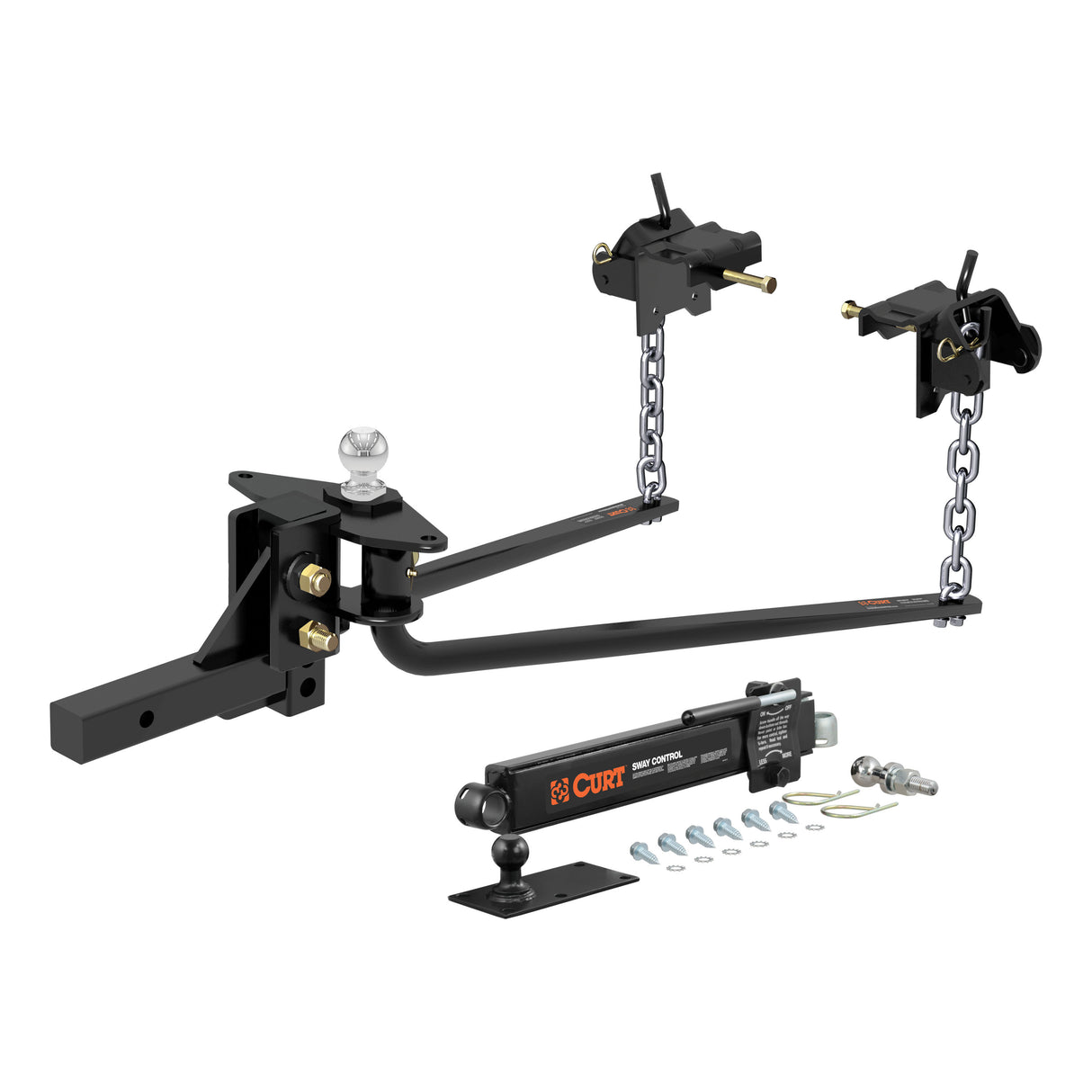 Curt - Round Bar Weight Distribution Hitch with Lubrication, Sway Control (10-14K) - 17063