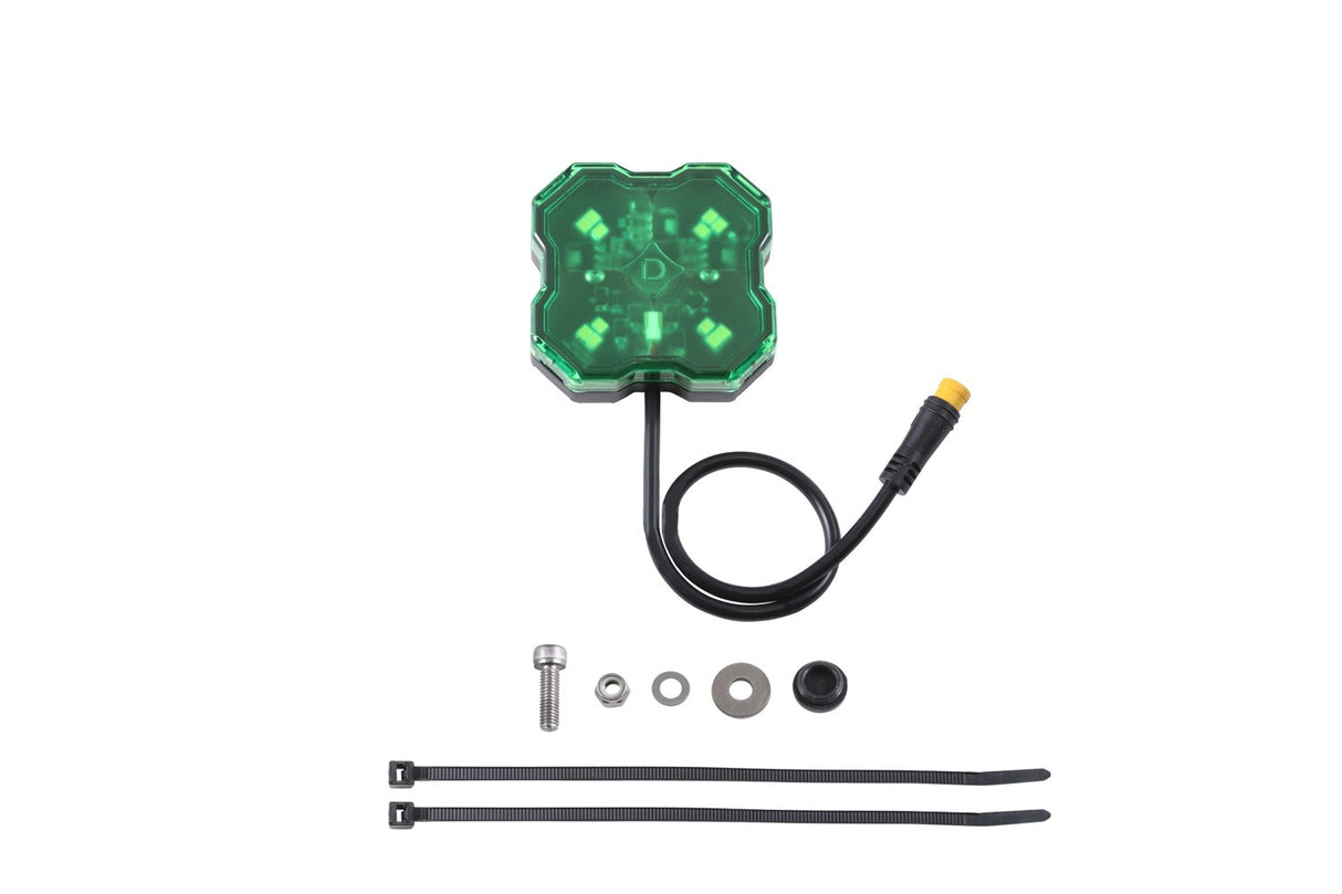 Diode Dynamics - Stage Series Single-Color LED Rock Light, Green M8 (one) - DD7438