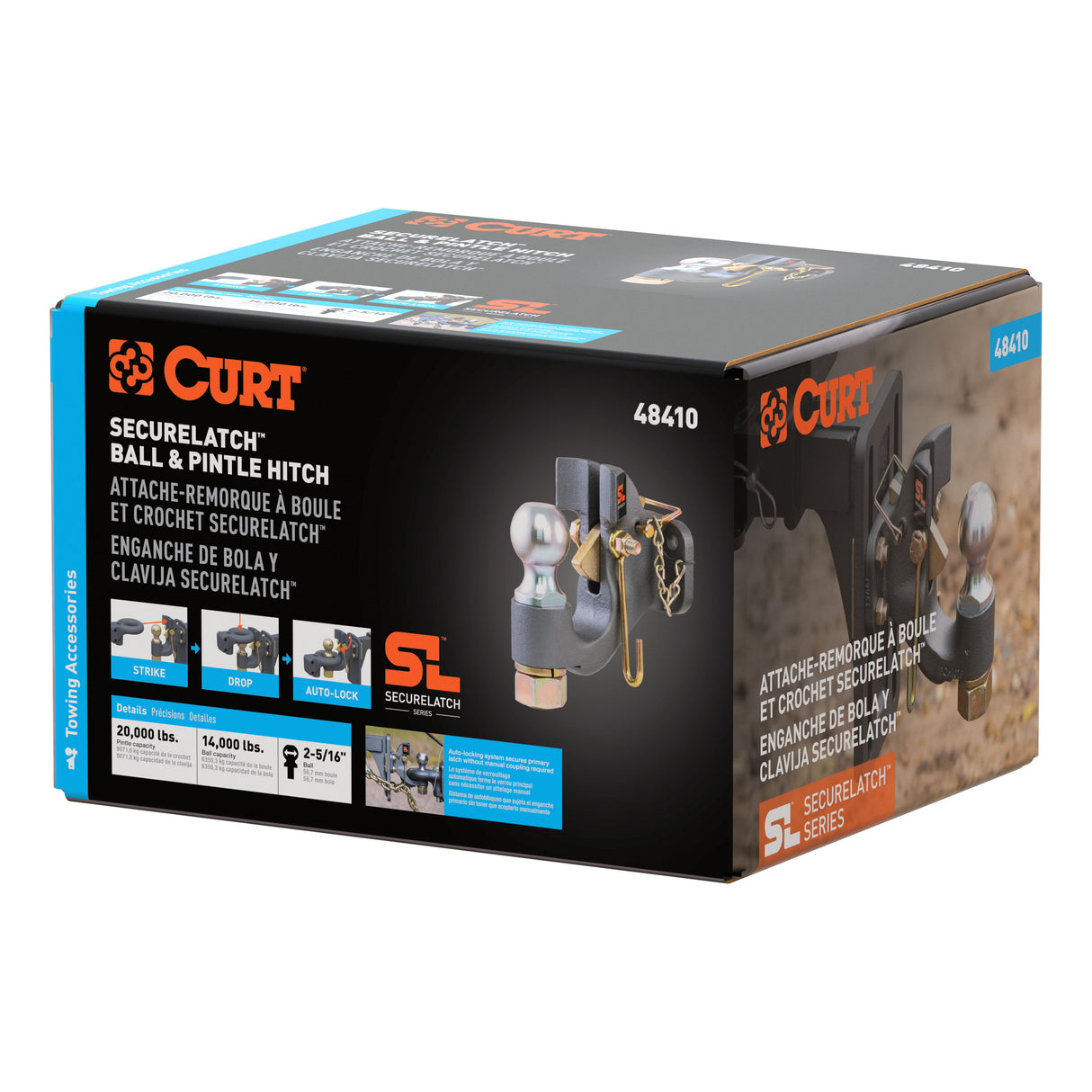 Curt - SecureLatch Ball & Pintle Hitch (2-5/16" Ball, 20,000 lbs.) - 48410